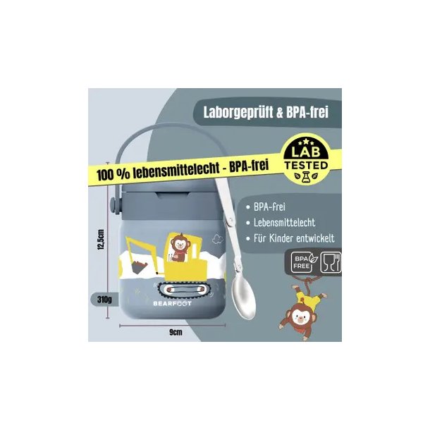 Bearfoot Termobeholder - Rustfri st�l - 500 ml - Bl� Gravmaskine og Abe 
