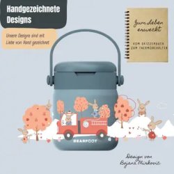 Bearfoot Termobeholder - Rustfri st�l - 500 ml - Bl� Brandbil og Kaniner 