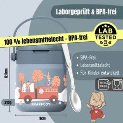 Bearfoot Termobeholder - Rustfri st�l - 500 ml - Bl� Brandbil og Kaniner 