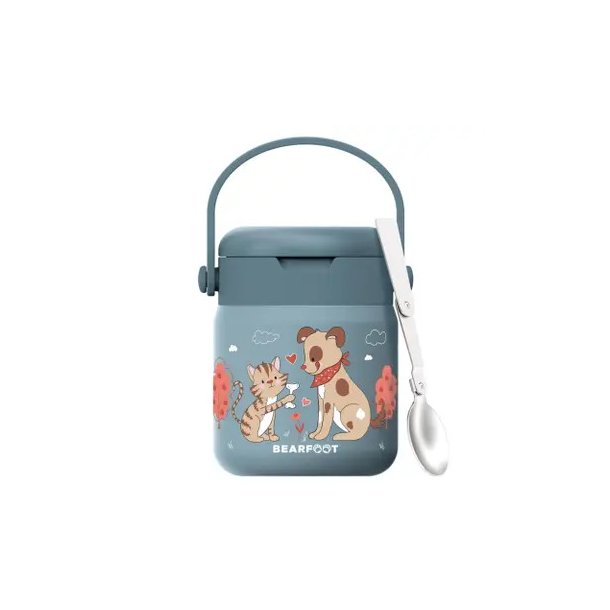 Bearfoot Termobeholder - Rustfri st�l - 500 ml - Bl� Hund og Kat 