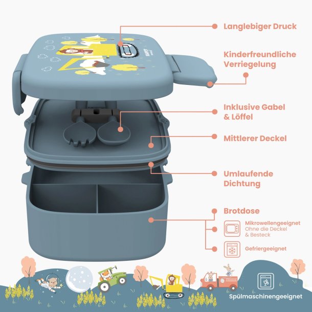 Bearfoot madkasse med bestik - Gravmaskine og abe