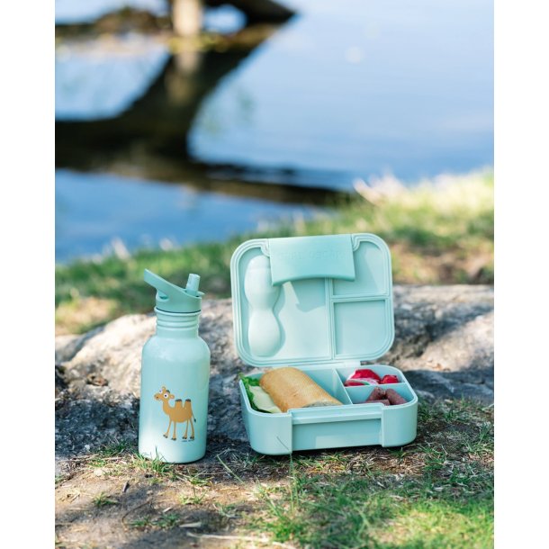 Carl Oscar - Madkasse med ske/gaffel - Gr�n med lama 