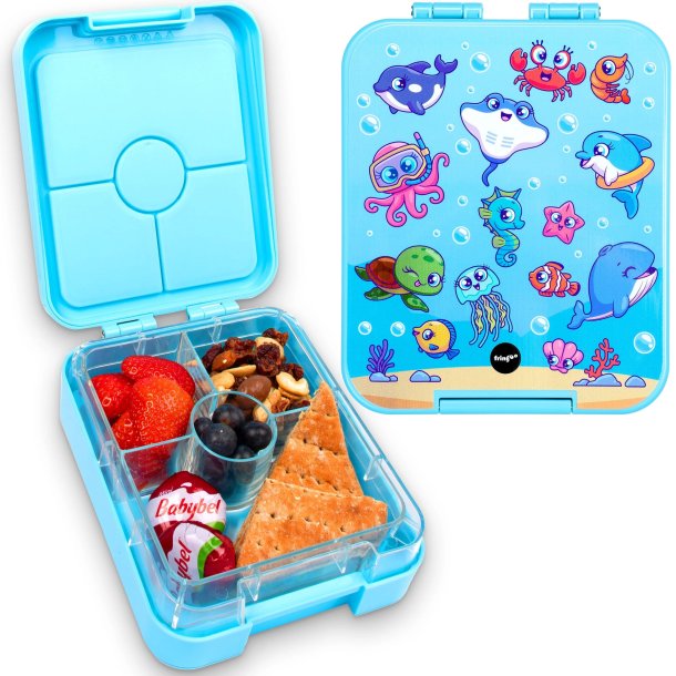 Fringoo - Madkasse med rum - Havets dyr - Bl 