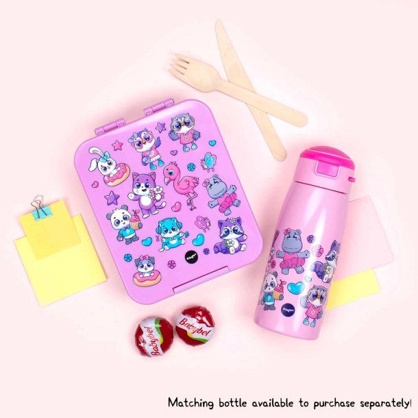 Fringoo - Madkasse med rum - Sde dyr - Pink 