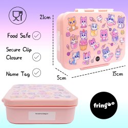 Fringoo - Madkasse med rum - Katte og slik - Lyserd