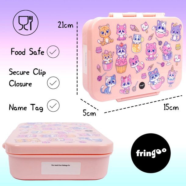 Fringoo - Madkasse med rum - Katte og slik - Lyserd