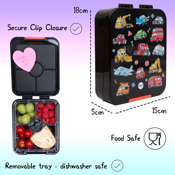 Fringoo - Madkasse med rum - Maskiner - Sort 