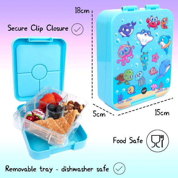 Fringoo - Madkasse med rum - Havets dyr - Bl 