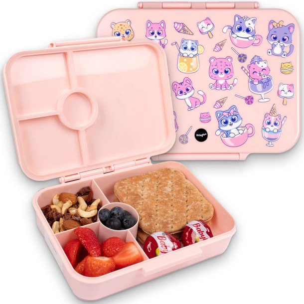 Fringoo - Madkasse med rum - Katte og slik - Lyserd