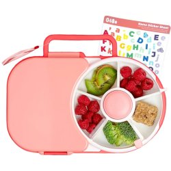 Gbe madkasse med snack spinner - Watermelon Pink + Klistermrker og snor