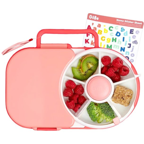 Gbe madkasse med snack spinner - Watermelon Pink + Klistermrker og snor