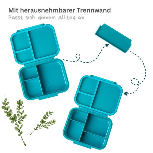 LEKKABOX Classic mini - Madkasse med 3 rum - Petrol