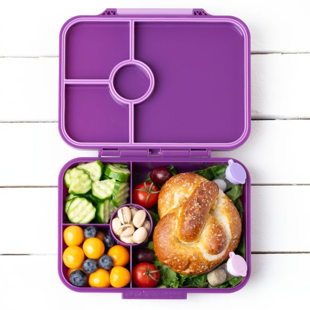 LEKKABOX Classic Madkasse - Med 4 rum - Lilla 