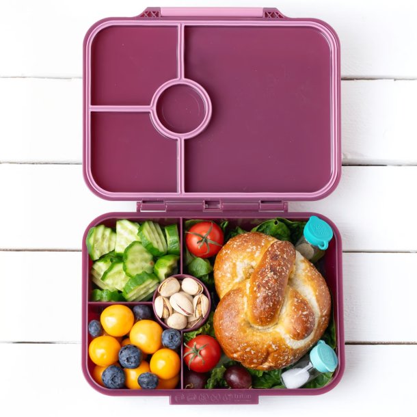 LEKKABOX Classic Madkasse - Med 4 rum - Blomme 