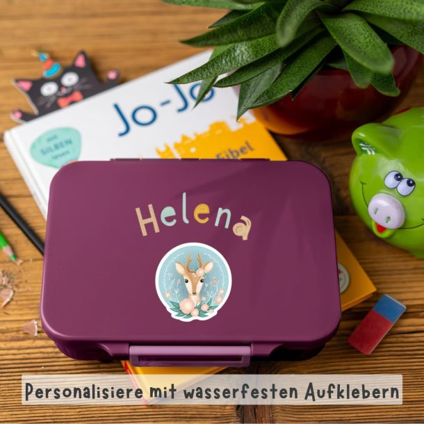 LEKKABOX Classic Madkasse - Med 4 rum - Blomme 