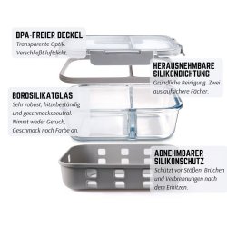 LEKKABOX Glasmadkasse med beskyttelseshylster - 900 ml