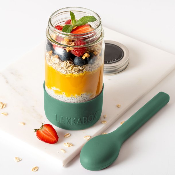 LEKKABOX - Meal Prep Glas m. Bumber 500 ml - Forest