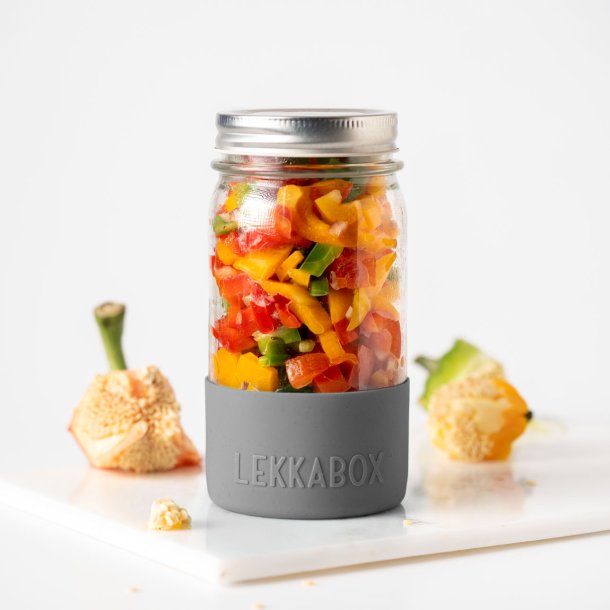 LEKKABOX - Meal Prep Glas m. Bumber 500 ml - Slate