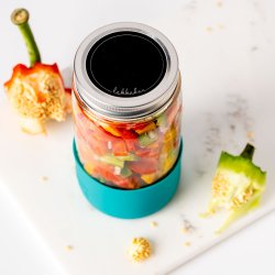 LEKKABOX - Meal Prep Glas m. Bumber 500 ml - Ocean 