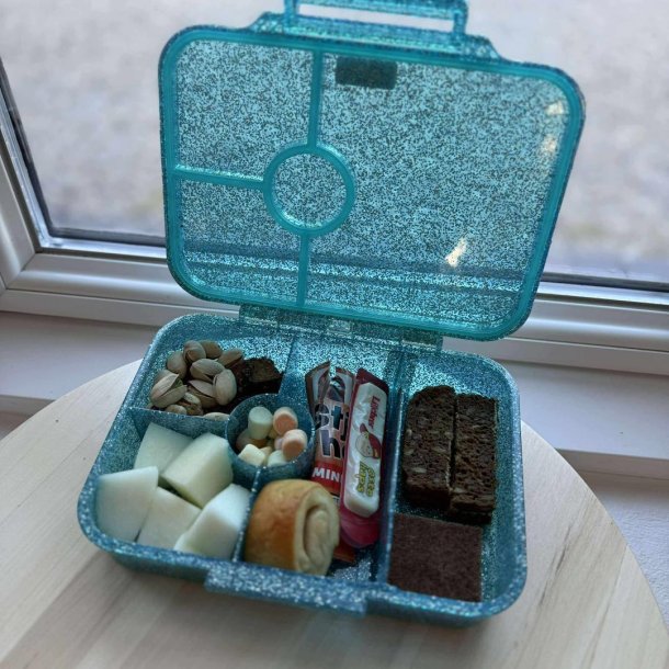 LEKKABOX Madkasse med 4 rum - Bl glimmer 
