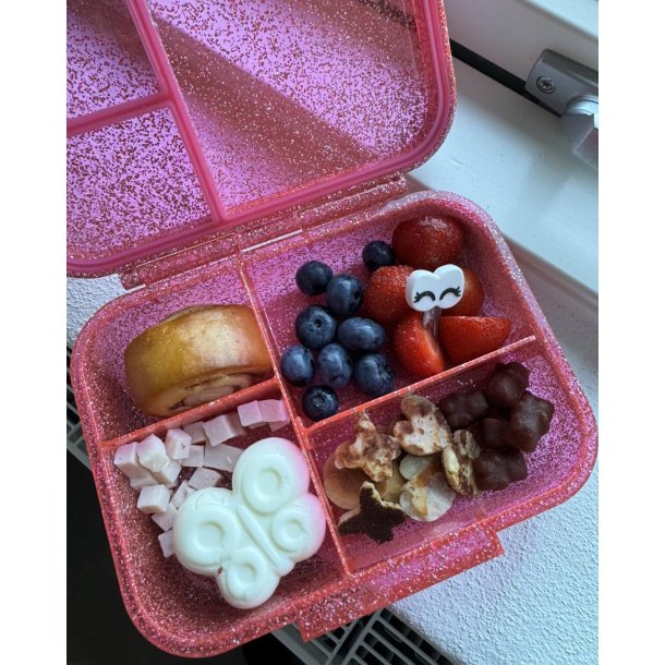 LEKKABOX Mini Madkasse med 3 rum - Lyserd Glimmer (NY)