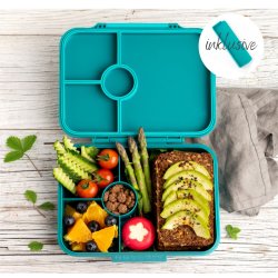 LEKKABOX Classic madkasse med 4 rum - Petrol 