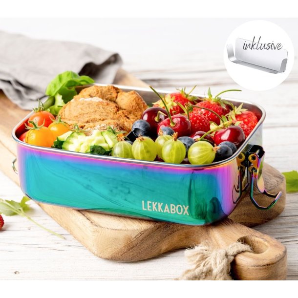 LEKKABOX Safe stlmadkasse inkl. divider (rainbow) - 1000 ml