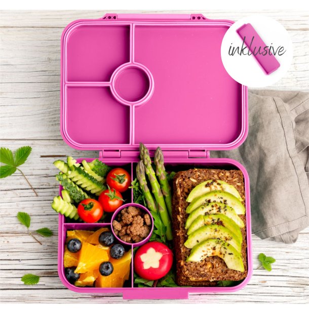 LEKKABOX Classic Madkasse - Med 4 rum - Berry Lyserd 