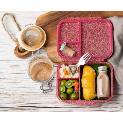 LEKKABOX Mini Madkasse med 3 rum - Lyserd Glimmer 