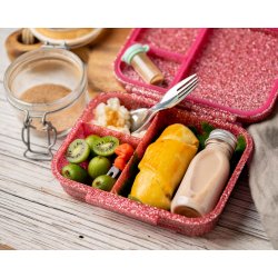 LEKKABOX Mini Madkasse med 3 rum - Lyserd Glimmer 