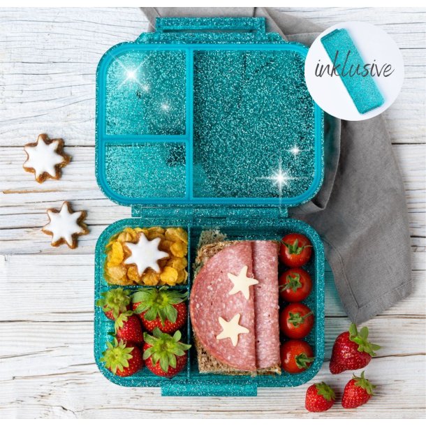 LEKKABOX Mini Madkasse med 3 rum - Bl Glimmer 