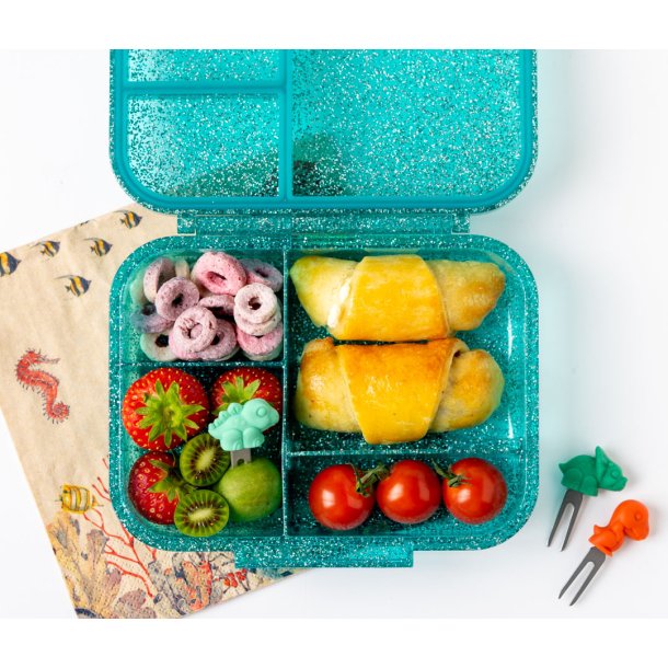 LEKKABOX Mini Madkasse med 3 rum - Bl Glimmer (NY)