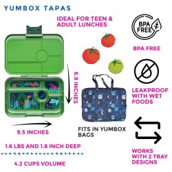 Yumbox Tapas Bento Madkasse - 5 rum - Grn Jungle