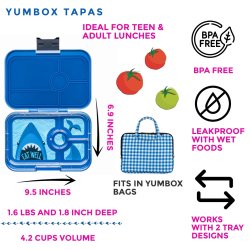 Yumbox Tapas Bento Madkasse - 4 rum - Bl� Haj 