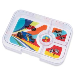 Yumbox Tapas Madkasse - 4 rum - Greenwich Gr�n - Race Cars Bakke