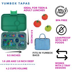 Yumbox Tapas Bento Madkasse - 5 rum - Mrke Grn Jungle
