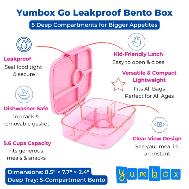 Yumbox Go - Letsv�gt &amp; L�kagesikker Madkasse - Sydney Pink 