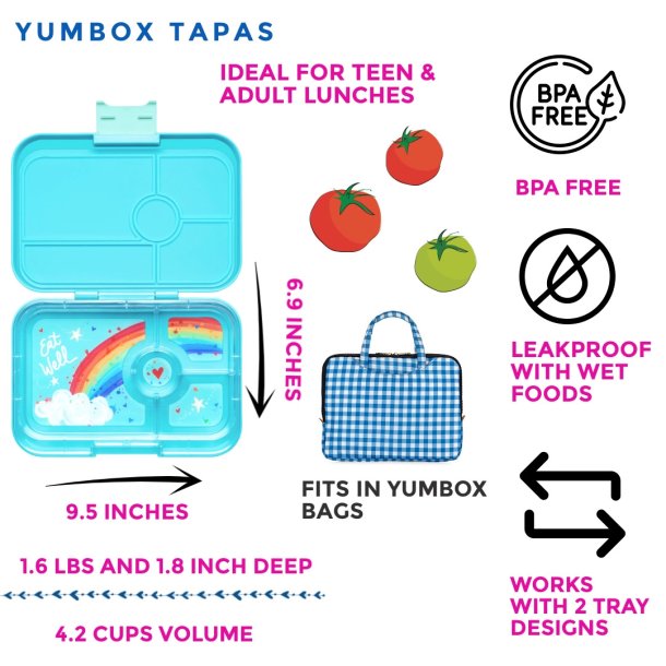 Yumbox Tapas Madkasse - 4 rum - Antibes Bl - Regnbue 