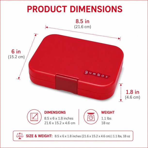 Yumbox Original Madkasse 6-sektioner - Wow red Cats &amp; Dogs