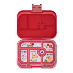 Yumbox Original Madkasse 6-sektioner - Wow red Cats &amp; Dogs
