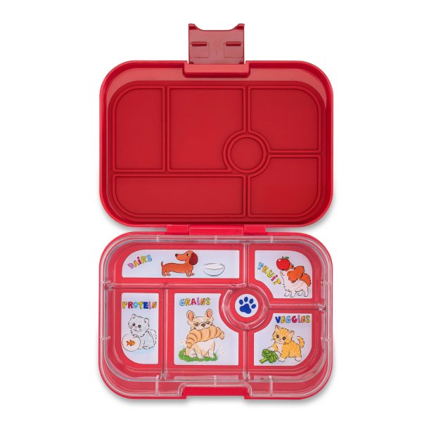 Yumbox Original Madkasse 6-sektioner - Wow red Cats &amp; Dogs