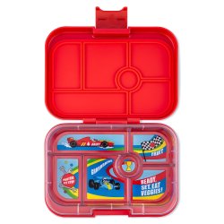 Yumbox Original Madkasse 6-sektioner - R�d - Race Cars tray