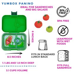 Yumbox Panino madkasse 4-sektioner - Jurassic Green - Dinosaur