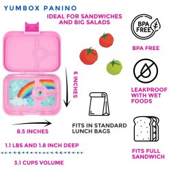 Yumbox Panino madkasse 4-sektioner - Power pink - Regnbue 
