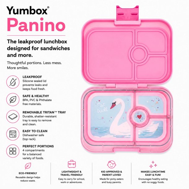 Yumbox Panino madkasse 4-sektioner - Power pink - Svane 