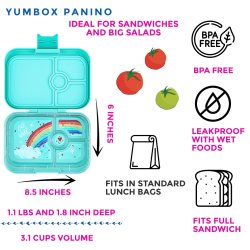 Yumbox Panino madkasse 4-sektioner - Miama Aqua - Regnbue 