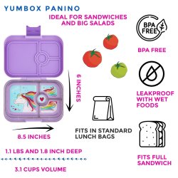 Yumbox Panino madkasse 4-sektioner - Lavendel Lilla - Enhjrning 