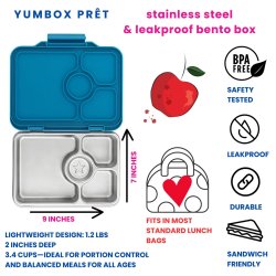 Yumbox Prt - 4 Rum - Rustfrit stl - Twilight Blue Glitter