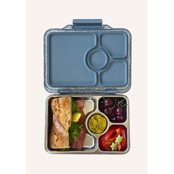 Yumbox Pr�t - 4 Rum - Rustfrit st�l - Paris Blauw Glitter