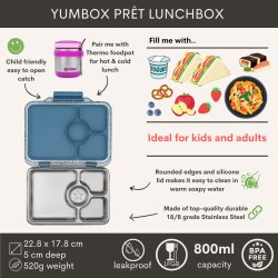 Yumbox Pr�t - 4 Rum - Rustfrit st�l - Paris Blauw Glitter